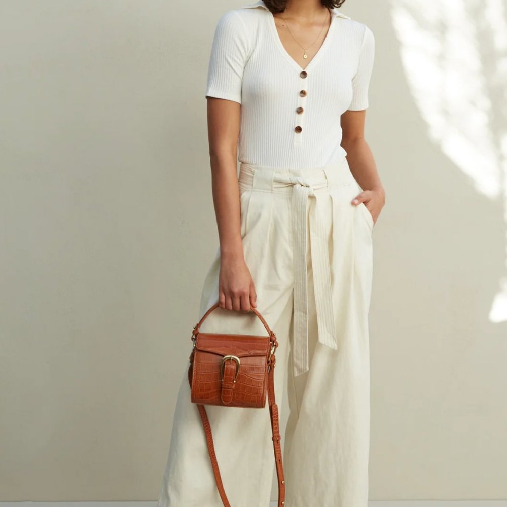 (Ships Free, NWT!) Marla Cream Wide Leg Pant with Organic Cotton by Sancia - Picture 3 of 5